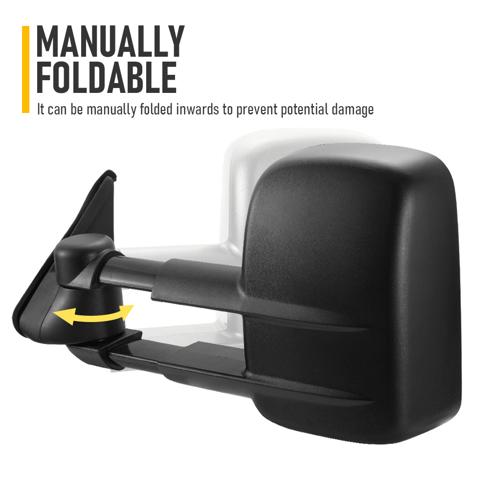 Front Pair Extendable Towing Mirrors Fit for Nissan Patrol GU/Y61 1997-2016 Manual Foldable Split View Black V985-TOWINGMIRRORSNS