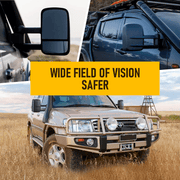 Front Pair Extendable Towing Mirrors Fit for Nissan Patrol GU/Y61 1997-2016 Manual Foldable Split View Black V985-TOWINGMIRRORSNS