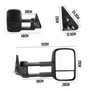 Front Pair Extendable Towing Mirrors Fit for Nissan Patrol GU/Y61 1997-2016 Manual Foldable Split View Black V985-TOWINGMIRRORSNS