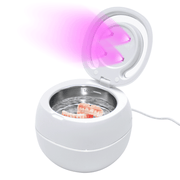Ultrasonic UV Cleaner Portable 42khz Dual Mode Cleaner 180-220ml with Chamber and Timer for Dentures Aligner V985-ULTRASONICCLEANER