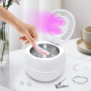 Ultrasonic UV Cleaner Portable 42khz Dual Mode Cleaner 180-220ml with Chamber and Timer for Dentures Aligner V985-ULTRASONICCLEANER