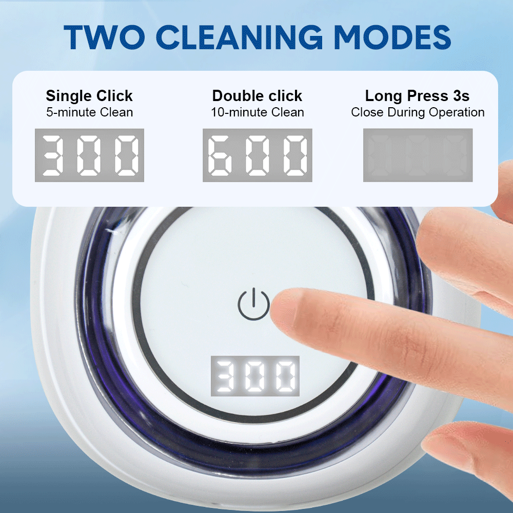 Ultrasonic UV Cleaner Portable 42khz Dual Mode Cleaner 180-220ml with Chamber and Timer for Dentures Aligner V985-ULTRASONICCLEANER