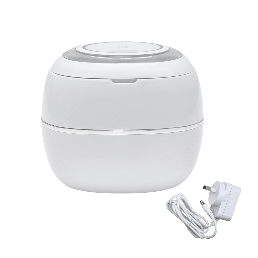 Ultrasonic UV Cleaner Portable 42khz Dual Mode Cleaner 180-220ml with Chamber and Timer for Dentures Aligner V985-ULTRASONICCLEANER