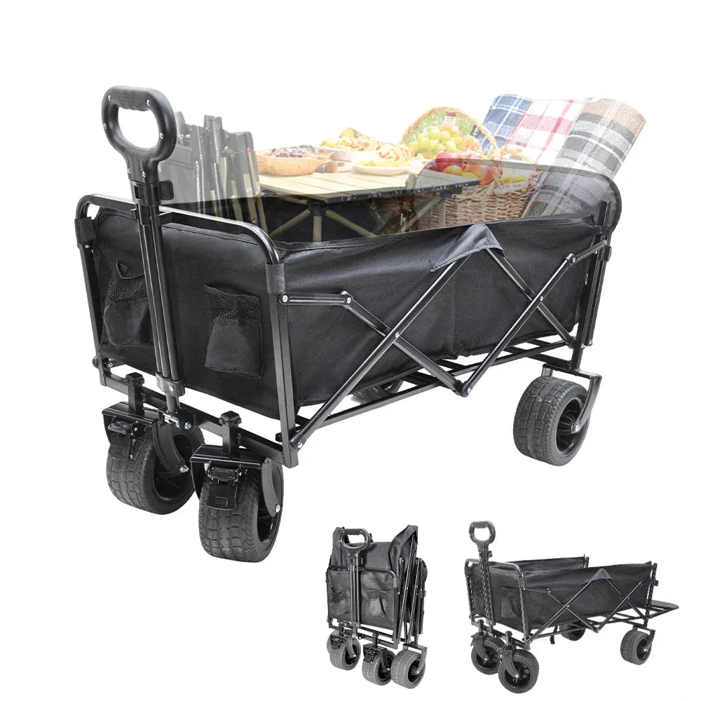Foldable Camping Wagon 150L Portable Hand Trolley with All-Terrain Wheels and Tailgate For Outdoor Picnic V985-UTILITYWAGON