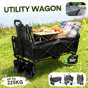 Foldable Camping Wagon 150L Portable Hand Trolley with All-Terrain Wheels and Tailgate For Outdoor Picnic V985-UTILITYWAGON