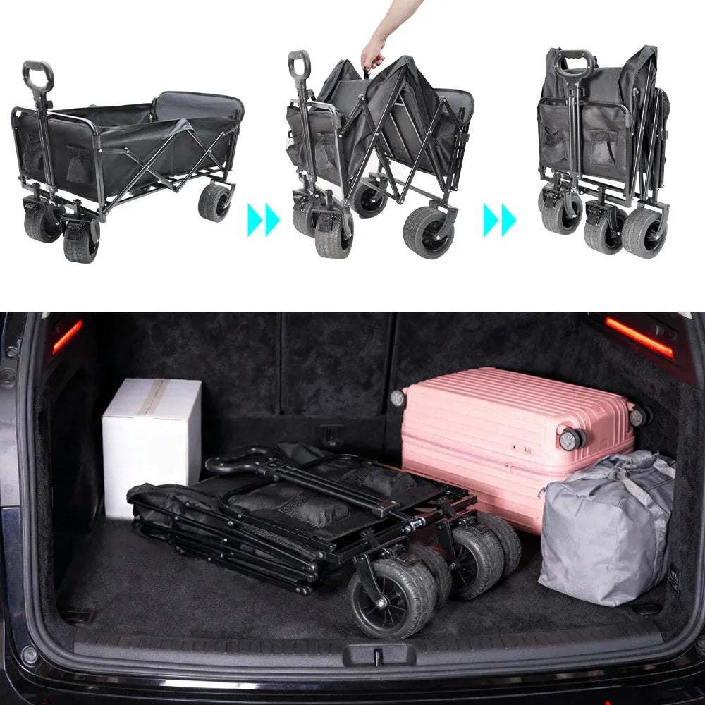 Foldable Camping Wagon 150L Portable Hand Trolley with All-Terrain Wheels and Tailgate For Outdoor Picnic V985-UTILITYWAGON