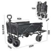 Foldable Camping Wagon 150L Portable Hand Trolley with All-Terrain Wheels and Tailgate For Outdoor Picnic V985-UTILITYWAGON