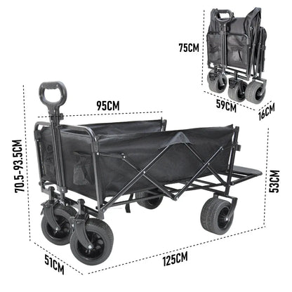 Foldable Camping Wagon 150L Portable Hand Trolley with All-Terrain Wheels and Tailgate For Outdoor Picnic V985-UTILITYWAGON