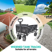 Foldable Camping Wagon 150L Portable Hand Trolley with All-Terrain Wheels and Tailgate For Outdoor Picnic V985-UTILITYWAGON