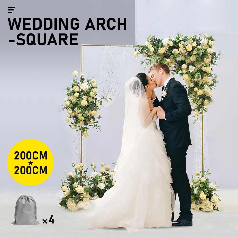 Golden Square Wedding Arch Adjustable 1M-2M Flower Rack Backdrop Stand Balloon Arch Stand for Wedding V985-WEDDINGARCHSQUARE