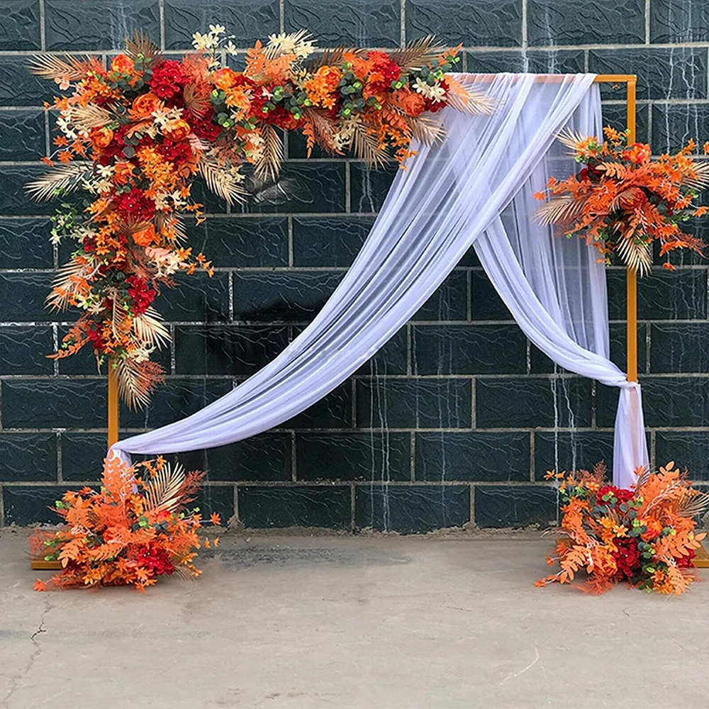 Golden Square Wedding Arch Adjustable 1M-2M Flower Rack Backdrop Stand Balloon Arch Stand for Wedding V985-WEDDINGARCHSQUARE