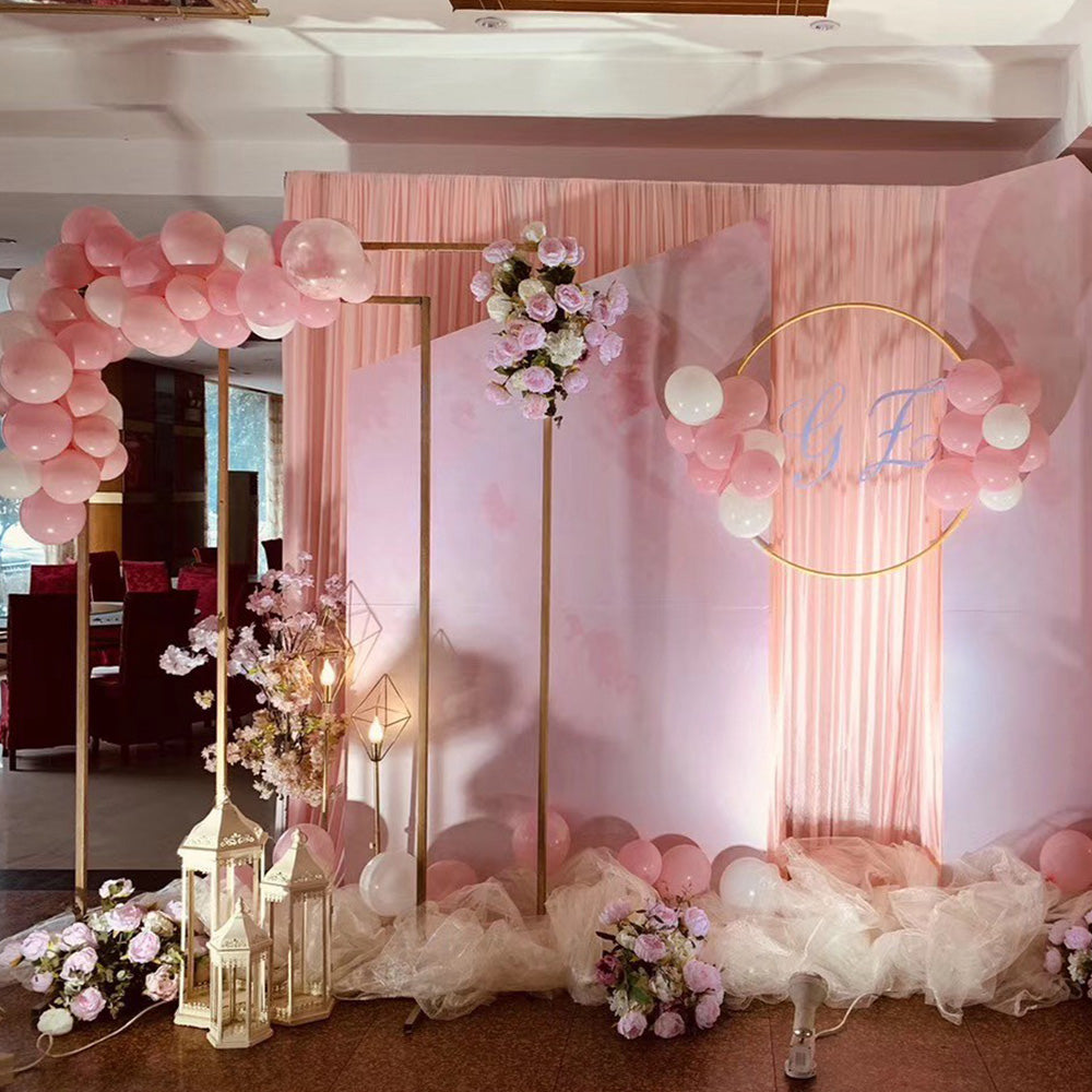 Golden Square Wedding Arch Adjustable 1M-2M Flower Rack Backdrop Stand Balloon Arch Stand for Wedding V985-WEDDINGARCHSQUARE