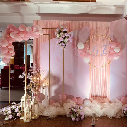 Golden Square Wedding Arch Adjustable 1M-2M Flower Rack Backdrop Stand Balloon Arch Stand for Wedding V985-WEDDINGARCHSQUARE