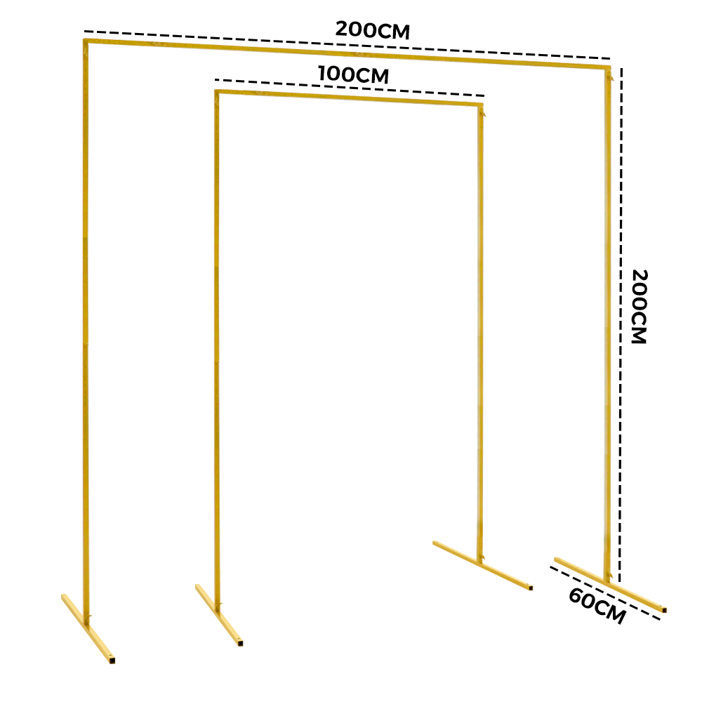 Golden Square Wedding Arch Adjustable 1M-2M Flower Rack Backdrop Stand Balloon Arch Stand for Wedding V985-WEDDINGARCHSQUARE