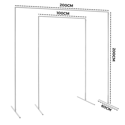White Square Wedding Arch Adjustable 1M-2M Flower Rack Backdrop Stand Balloon Arch Stand for Wedding Birthday Party Garden Ceremony Decoration