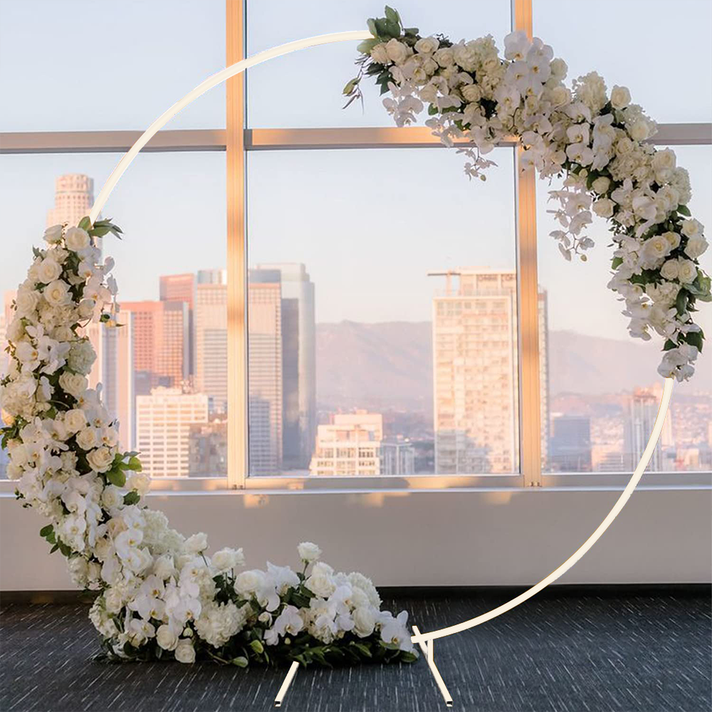 2M White Wedding Hoop Arch Metal Flower Ring Display Frame Balloon Circle Rack Backdrop for Wedding Birthday V985-WEDDINGHOOPNEW