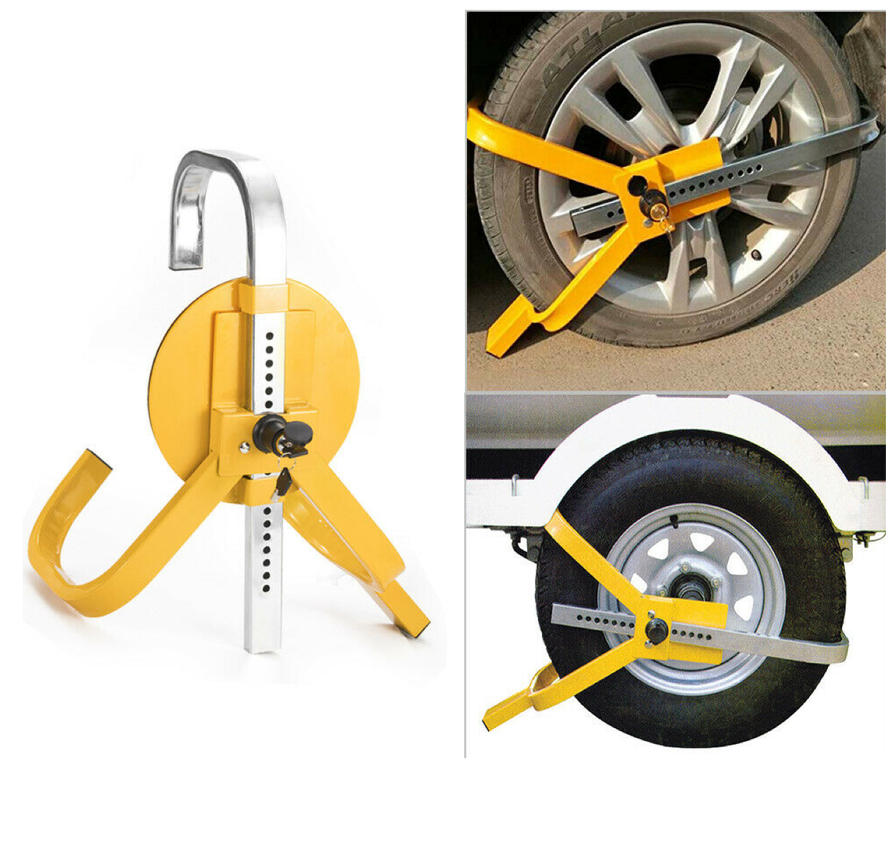 Wheel Clamp Defender Tyre Lock Adjustable for 13'' 14'' 15'' Truck SUV Trailer Caravan 195mm-230mm Heavy Duty V985-WHEELLOCK
