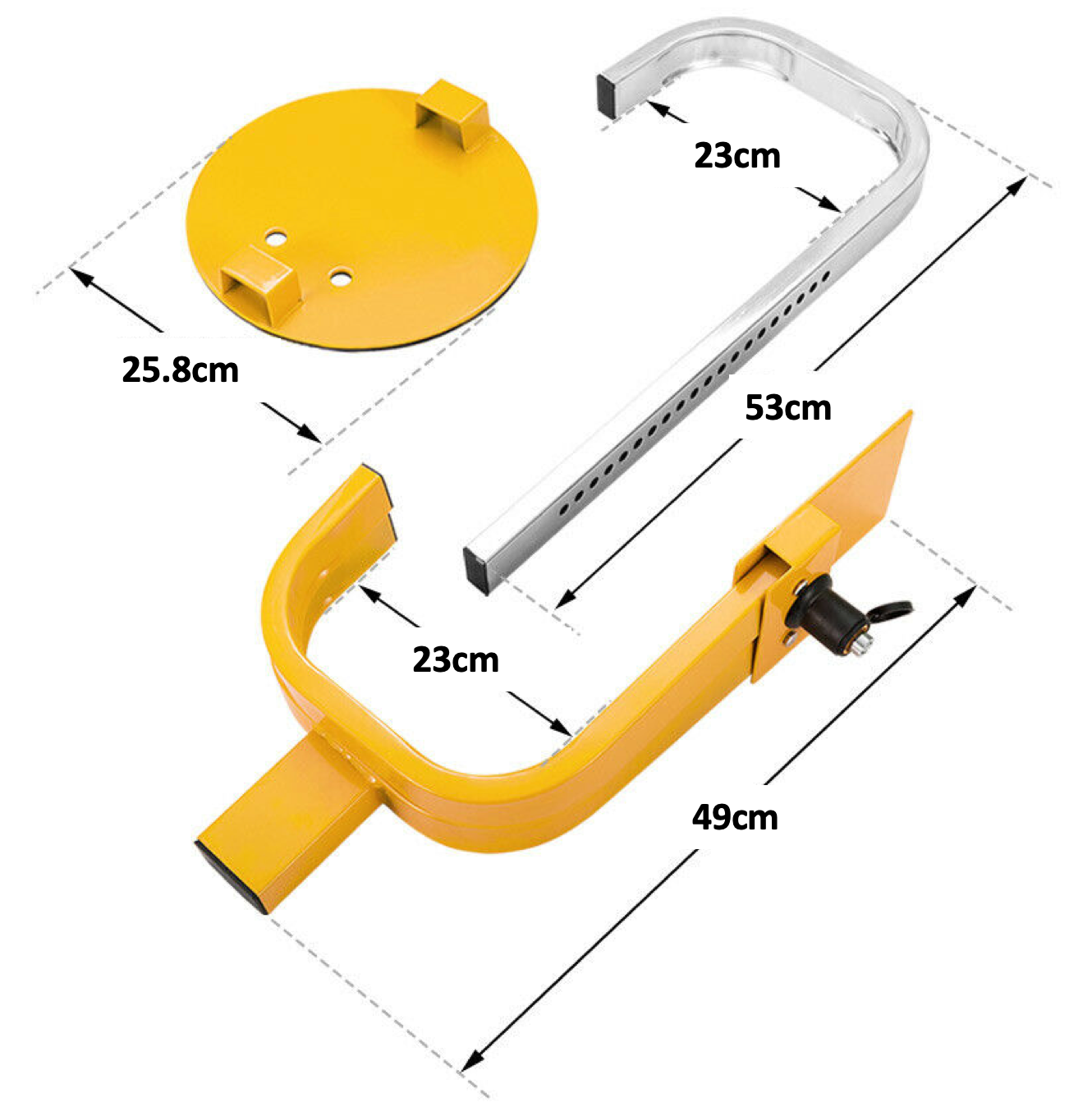 Wheel Clamp Defender Tyre Lock Adjustable for 13'' 14'' 15'' Truck SUV Trailer Caravan 195mm-230mm Heavy Duty V985-WHEELLOCK