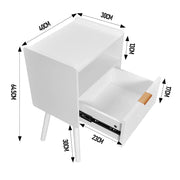 White Nightstand Modern Solid Wooden Open Shelf Bedside Table with One Storage Drawer and Solid Legs for Living Room Bedroom Apartment Easy Assembly