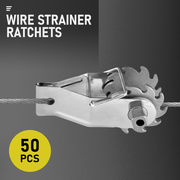 50 Pack Inline Cliplock Wire Strainer Aluminum Alloy Heavy Duty Wire Ratchet Tensioner for Electric Fence V985-WIRESTRAINERRATCHETS50PCS