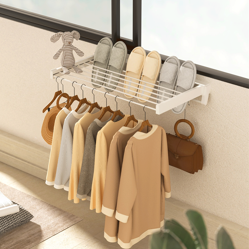 Alston Wall Mounted Drying Rack Black Clothes Airer Space Saver Folding Dryer Bearing Capacity 12KG Foldable V985-WMDRYINGRACKB