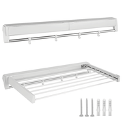 Alston Wall Mounted Drying Rack Clothes Airer Space Saver Folding Dryer Bearing Capacity 12KG Foldable Rail V985-WMDRYINGRACKW