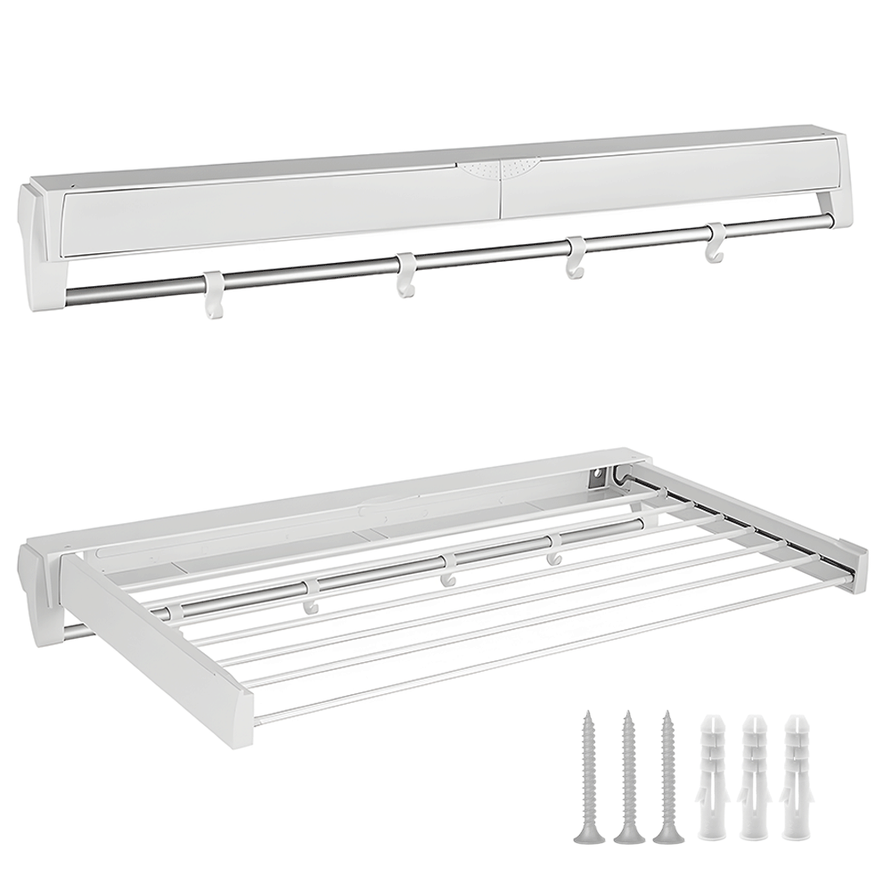 Alston Wall Mounted Drying Rack Clothes Airer Space Saver Folding Dryer Bearing Capacity 12KG Foldable Rail V985-WMDRYINGRACKW