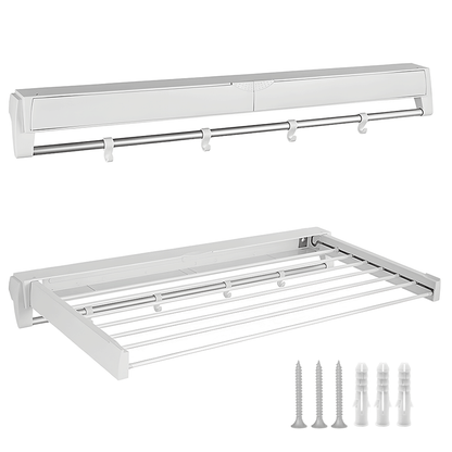 Alston Wall Mounted Drying Rack Clothes Airer Space Saver Folding Dryer Bearing Capacity 12KG Foldable Rail V985-WMDRYINGRACKW