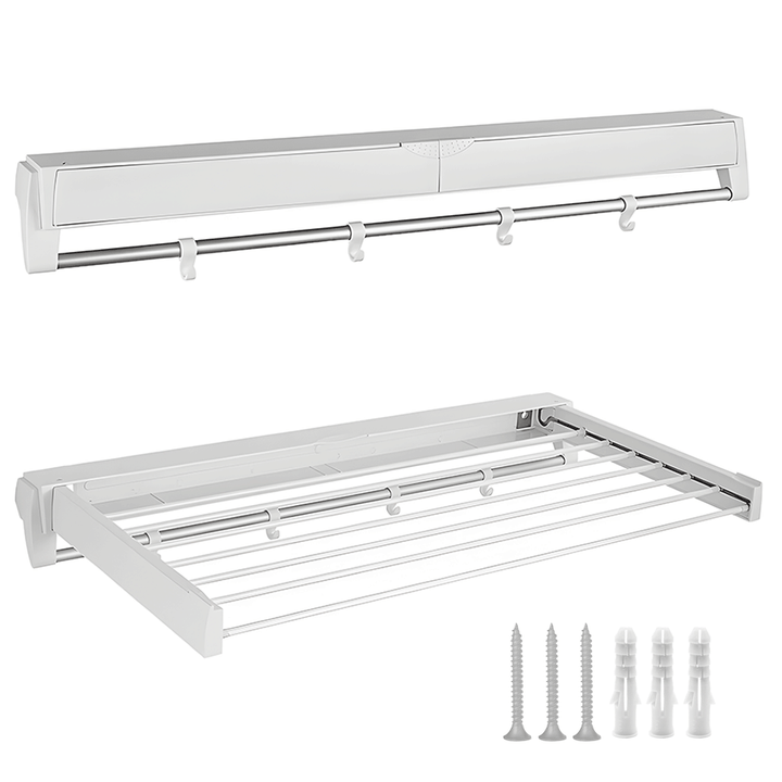 Alston Wall Mounted Drying Rack Clothes Airer Space Saver Folding Dryer Bearing Capacity 12KG Foldable Rail V985-WMDRYINGRACKW
