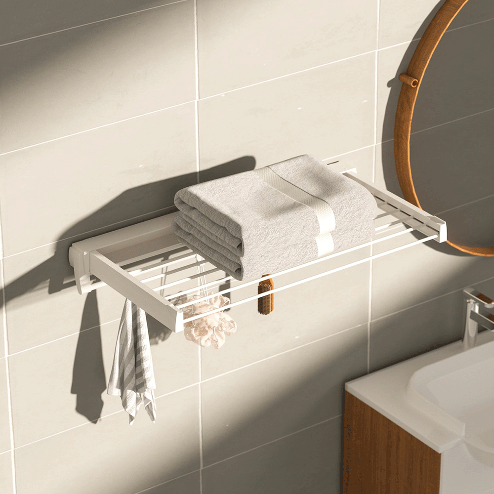 Alston Wall Mounted Drying Rack Clothes Airer Space Saver Folding Dryer Bearing Capacity 12KG Foldable Rail V985-WMDRYINGRACKW