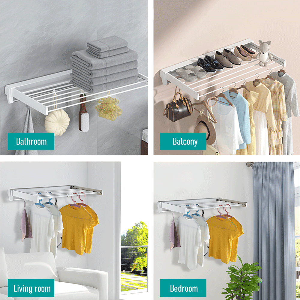 Alston Wall Mounted Drying Rack Clothes Airer Space Saver Folding Dryer Bearing Capacity 12KG Foldable Rail V985-WMDRYINGRACKW