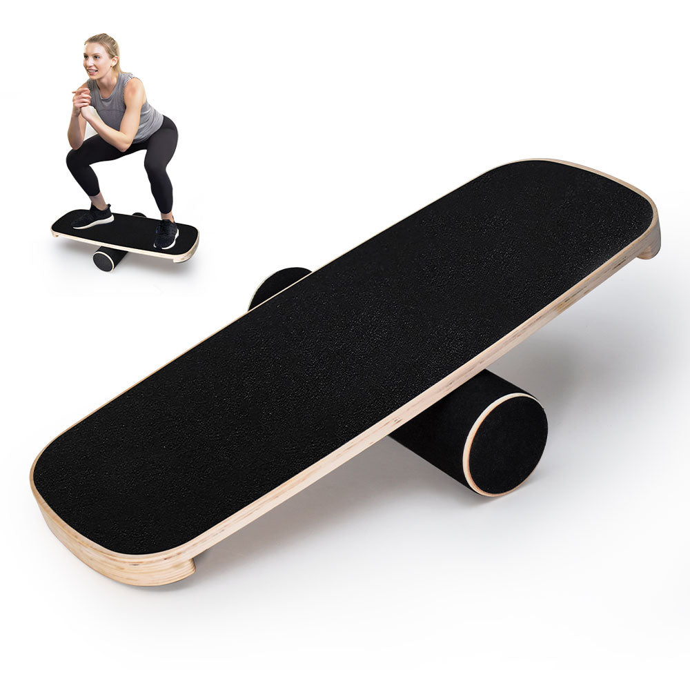 Wooden Balance Board Non-Slip Roller Board Home Fitness Balance Trainer Improves Core Stability for Snowboard V985-WOBBLEBOARD