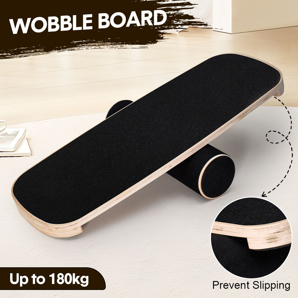 Wooden Balance Board Non-Slip Roller Board Home Fitness Balance Trainer Improves Core Stability for Snowboard V985-WOBBLEBOARD