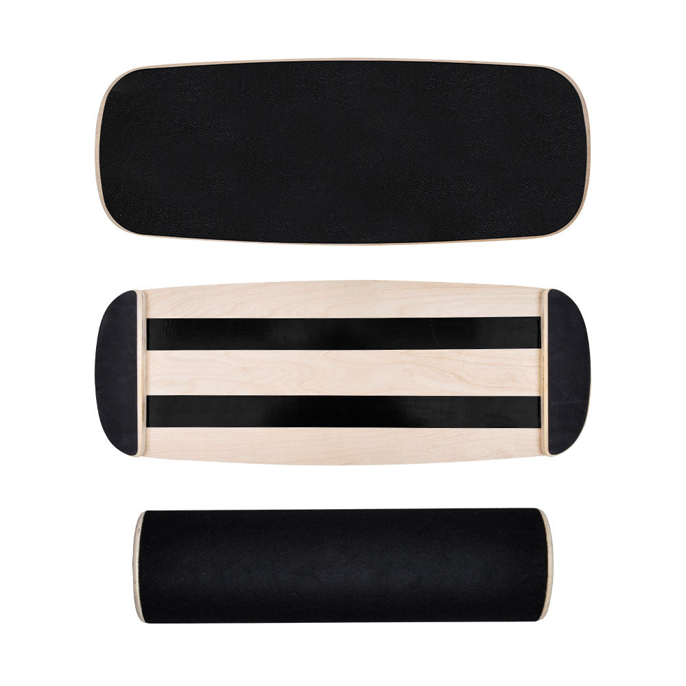 Wooden Balance Board Non-Slip Roller Board Home Fitness Balance Trainer Improves Core Stability for Snowboard V985-WOBBLEBOARD