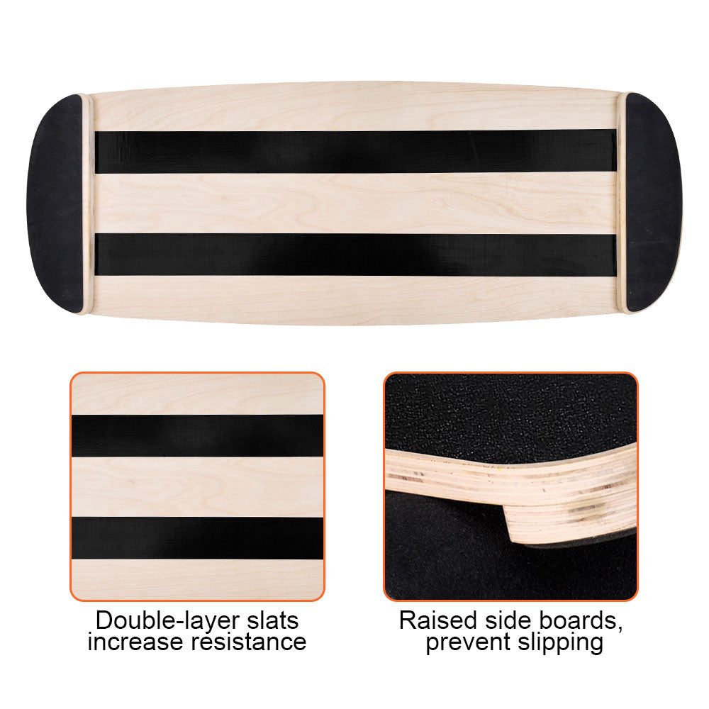 Wooden Balance Board Non-Slip Roller Board Home Fitness Balance Trainer Improves Core Stability for Snowboard V985-WOBBLEBOARD
