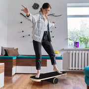 Wooden Balance Board Non-Slip Roller Board Home Fitness Balance Trainer Improves Core Stability for Snowboard V985-WOBBLEBOARD