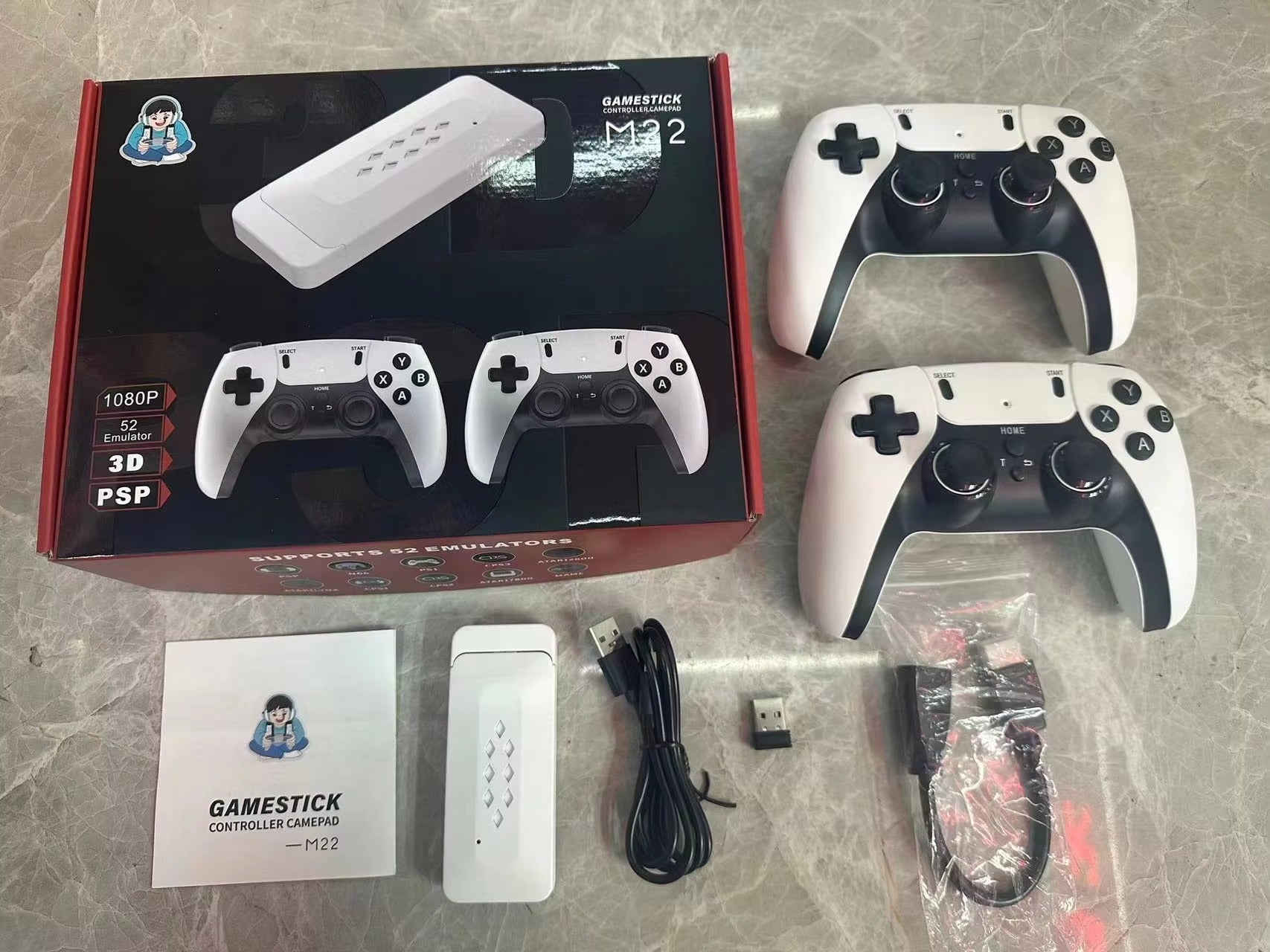 M22 Game Stick 4K 64GB 30000+ Games 52 Simulators EMUIELEC System 2.4G Wireless Retro Classic Video Gaming V986-M22