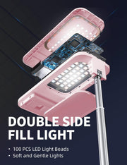Selfie Stand with 360 degrees Rotates Phone Holder, Foldable/Rechargeable/Wireless/Overhead Recording with V986-V6-PINK