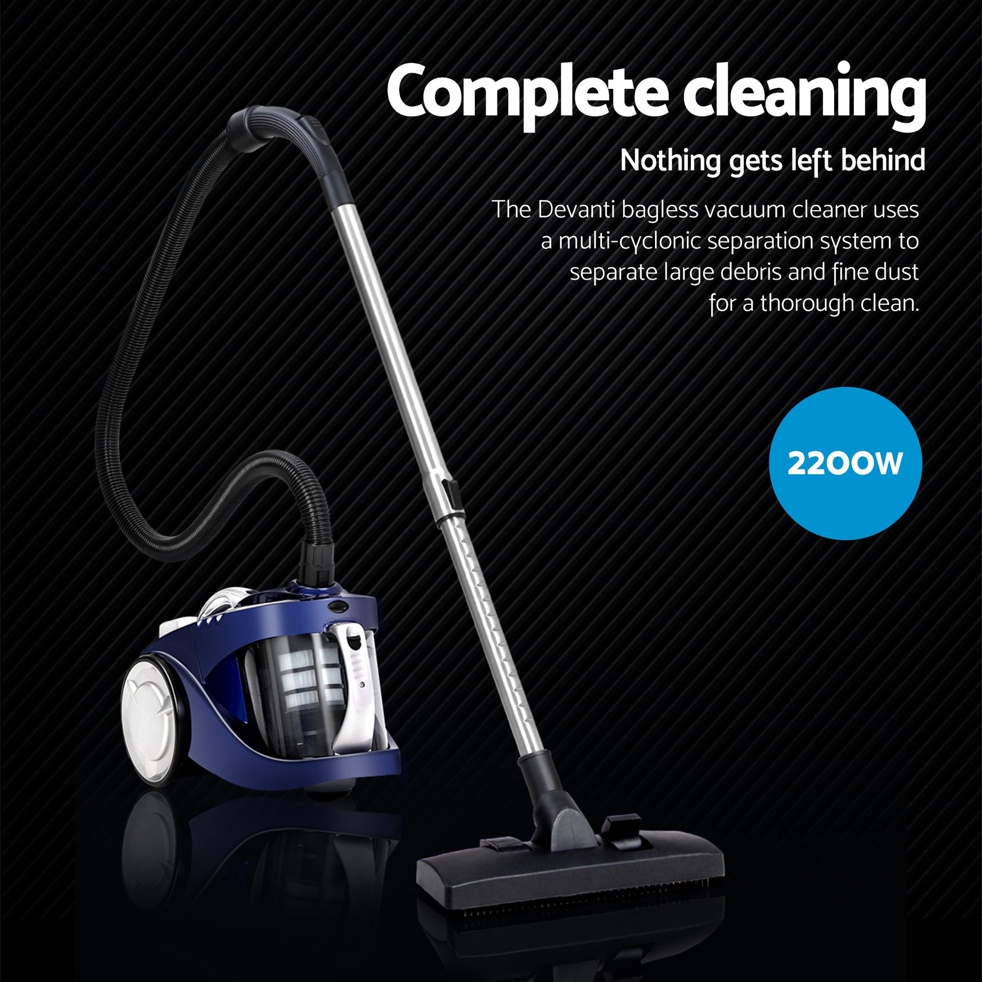 Devanti 2200W Bagless Vacuum Cleaner Blue VAC-008-BL