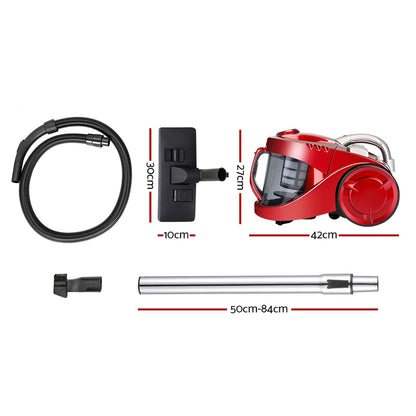Devanti 2200W Bagless Vacuum Cleaner Red VAC-008-RD