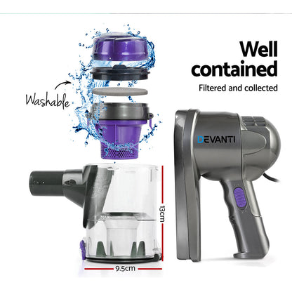 Devanti Stick Vacuum Cleaner Handheld Corded 450W Purple VAC-CD-AH-PP-AL