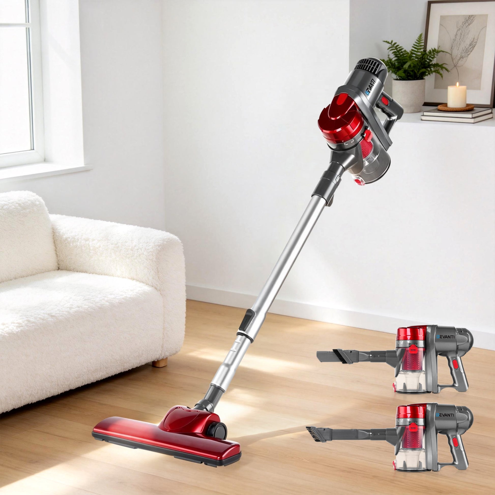 Devanti Stick Vacuum Cleaner Handheld Corded 450W Red VAC-CD-AH-RD-AL