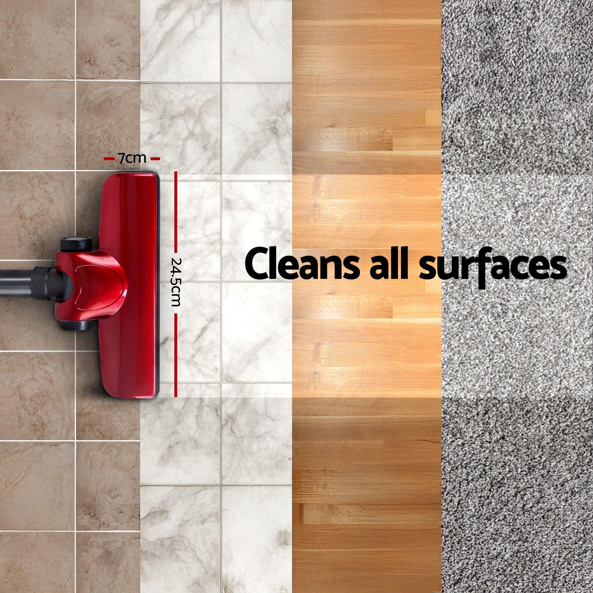 Devanti Stick Vacuum Cleaner Handheld Corded 450W Red