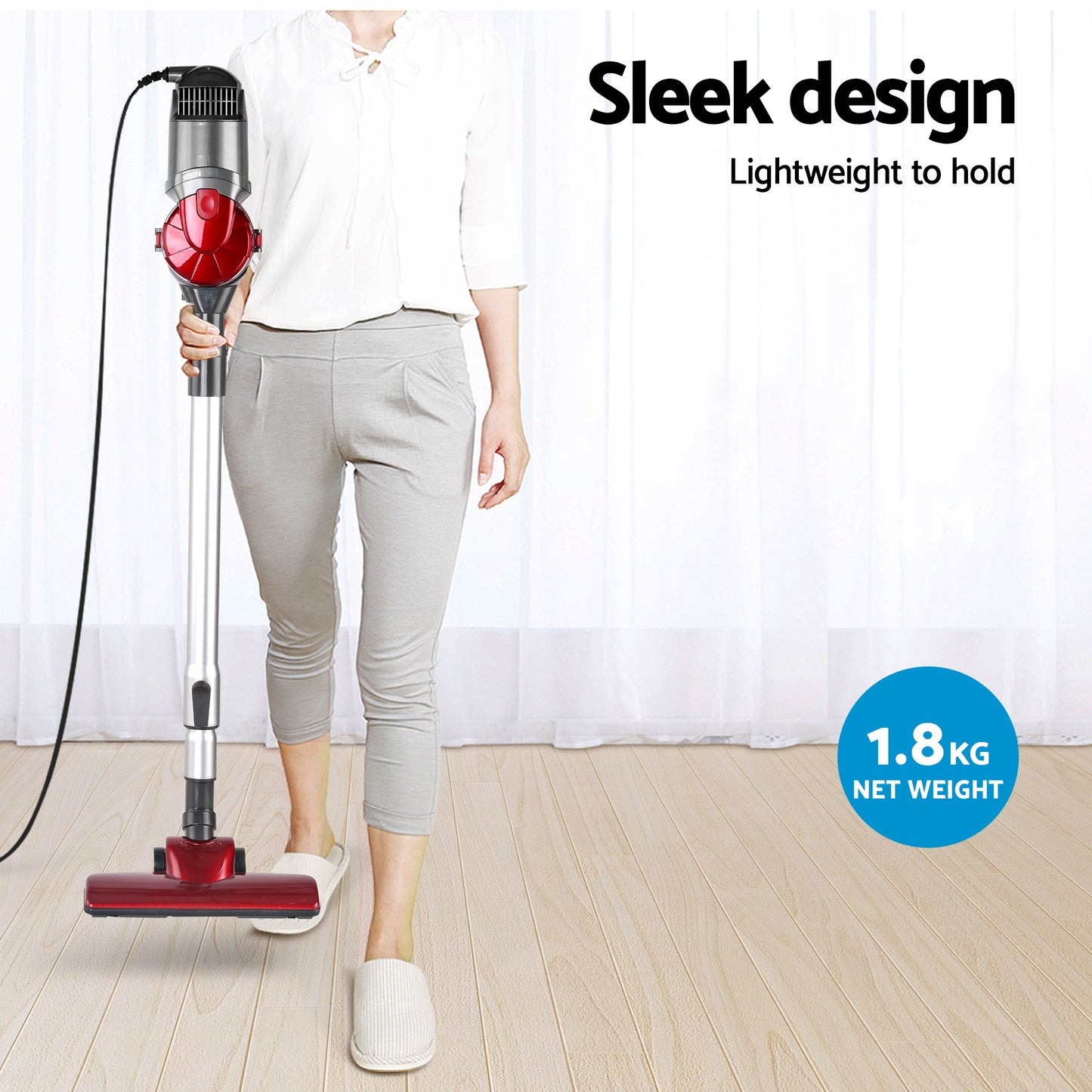 Devanti Stick Vacuum Cleaner Handheld Corded 450W Red VAC-CD-AH-RD-AL