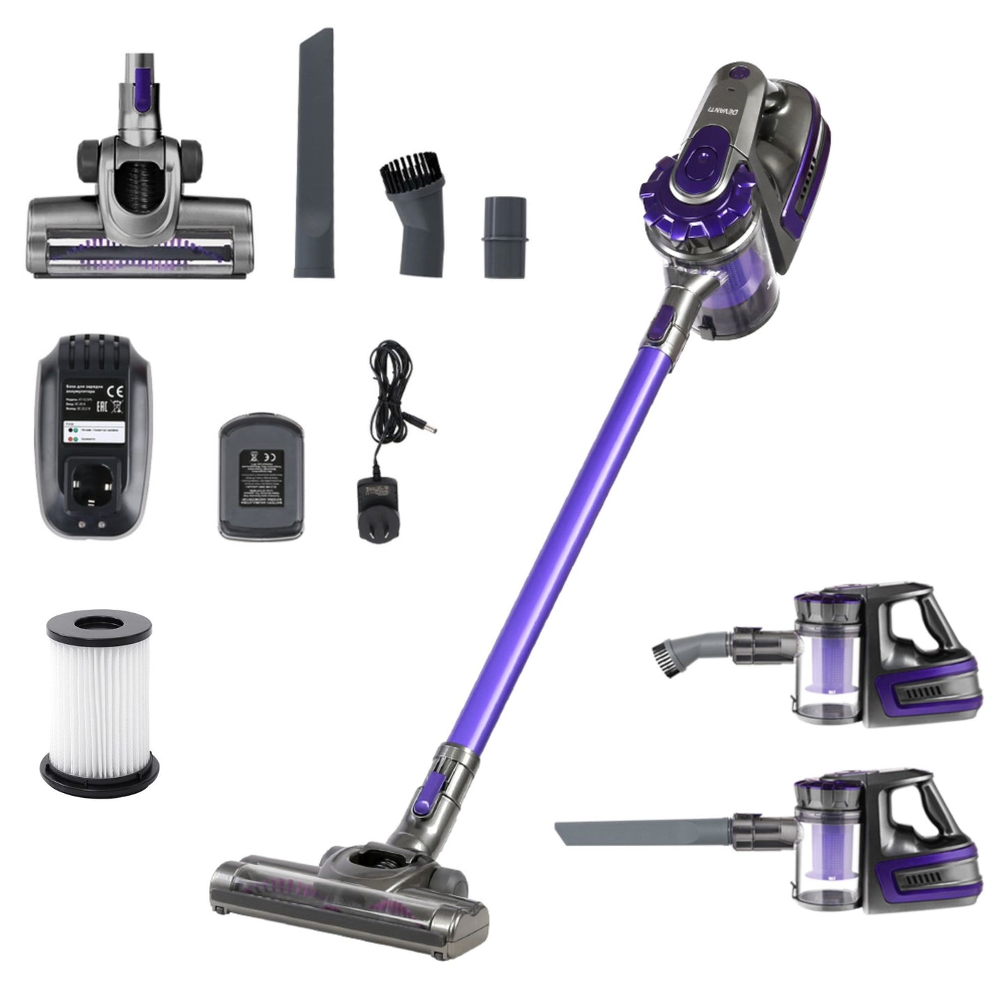 Devanti Stick Vacuum Cleaner Bagless Cordless 150W Purple VAC-CL-09E-GY-PP