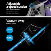 Devanti Stick Vacuum Cleaner Bagless Cordless 150W Purple VAC-CL-09E-GY-PP