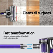 Devanti Stick Vacuum Cleaner Bagless Cordless 150W Purple VAC-CL-09E-GY-PP