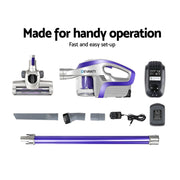 Devanti Stick Vacuum Cleaner Bagless Cordless 150W Purple VAC-CL-150-GY-PP