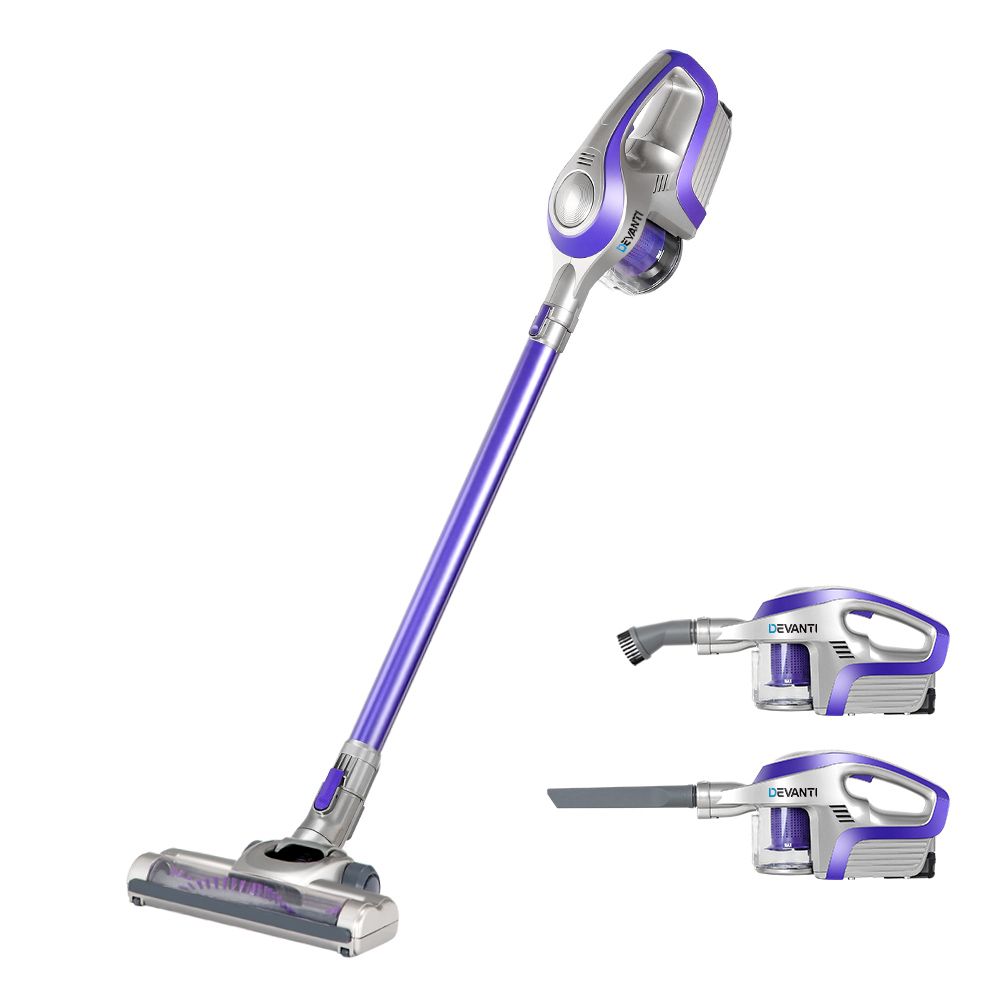 Devanti Stick Vacuum Cleaner Bagless Cordless 150W Purple VAC-CL-150-GY-PP
