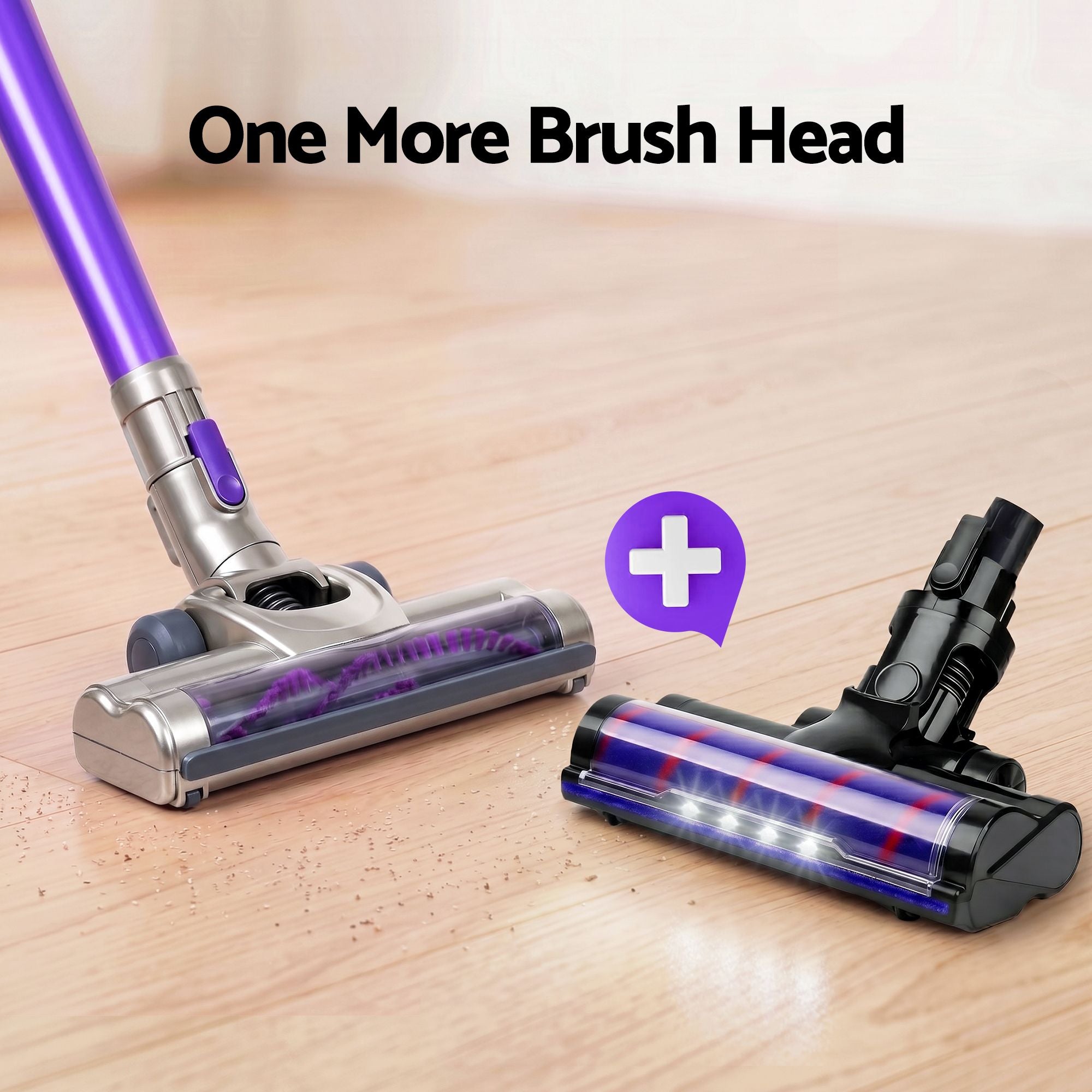 Devanti Stick Vacuum Cleaner Roller Brush Cordless 150W Purple VAC-CL-BH-150-GY-PP